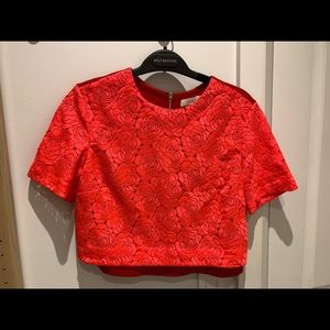 Vibrant lace cropped blouse